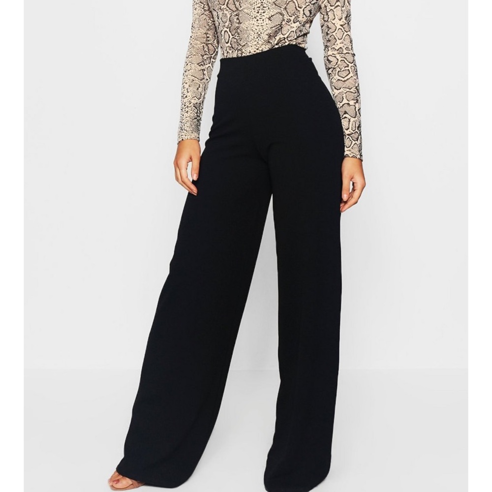 Boho High waisted Flowy black pants elastic